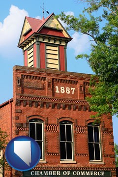 the Chamber of Commerce building in Madison, Georgia - with Nevada icon